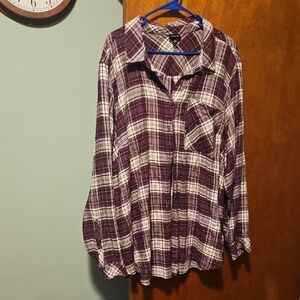 Torrid Purple Plaid Button Down Shirt 4x